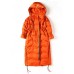 Boho Orange Loose Thick zippered Winter Duck Down Jacket In