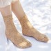 5 Pairs Women Cotton Nylon Jacquard Floral Lace  trimmed Breathable Comfy Silk Stockings