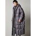 Women Grey Loose hooded long Winter Duck Down down coat