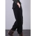 Bohemian fall plus size black Fabrics drawstring pockets pant