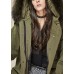 Trendy Army Green hooded Raccoon hair collar drawstring Winter Duck Down down coat