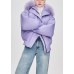 Fine Purple Raccoon hair collar hooded Loose Winter Duck Down Puffer Jacket