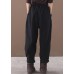 2019 black loose cotton pants elastic waist casual harem pants