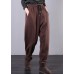 Modern chocolate trousers plus size fall drawstring pockets Outfits harem pants