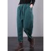 Chic elastic waist wide leg pants stylish blue Outfits pockets harem pants