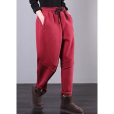 Elegant elastic waist women pants oversize red Tutorials drawstring Jeans