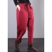 Elegant elastic waist women pants oversize red Tutorials drawstring Jeans