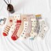 5 Pairs Women Cotton Jacquard Cartoon Little Bear Lattice Patterns Fashion Breathable Socks