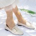 5 Pairs Women Cotton Nylon Jacquard Floral Lace  trimmed Breathable Comfy Silk Stockings