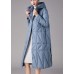 Simple Blue Button Pockets slim fit Winter Duck Down Coats