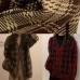 Cute brown plaid knit cardigans Loose fitting winter knit outwear v neck