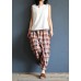 Xia Xin original design cotton and linen pants female loose nine points pants elastic waist