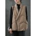 Organic Khaki Pockets Loose Casual Winter Puffer Vest